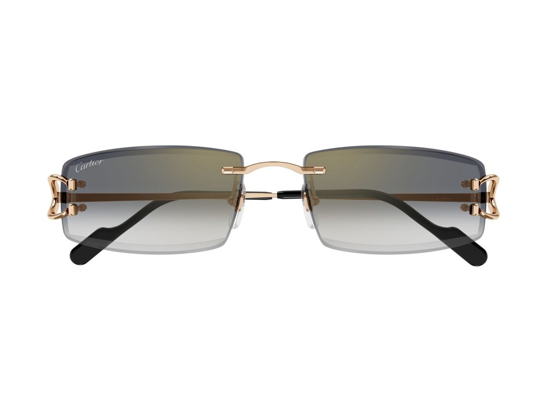 Cartier Gold Ct0465s Gradient Rimless Rectangular Sunglasses