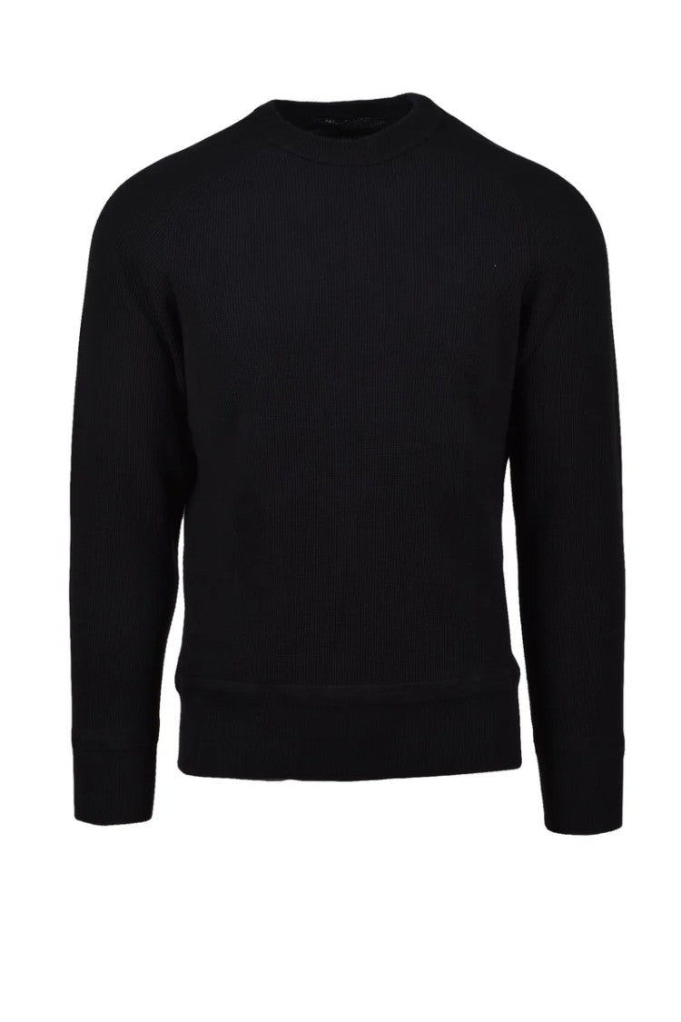 Baturo Ribbed Black Crew Neck Sweater