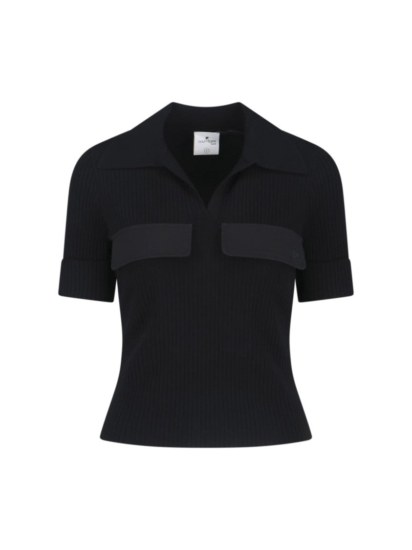 Courrèges Fitted Black T-Shirt With Round Neckline