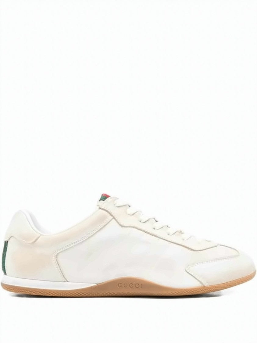 Gucci Low-Profile Leather Sneakers With Signature Stripes