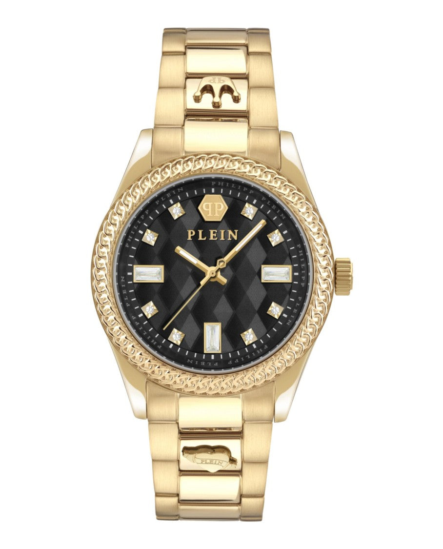 Philipp Plein Queen Crystal Watch With Black Guilloche Dial