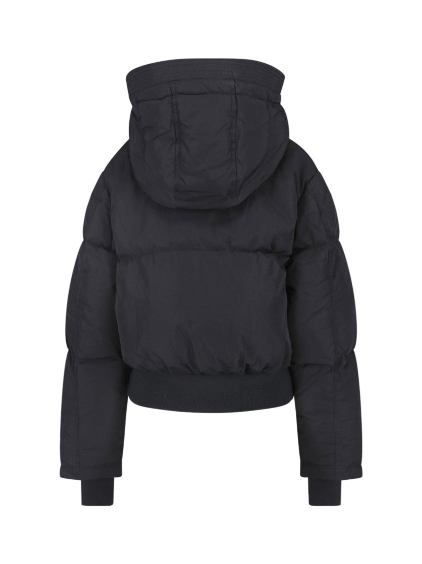 Diesel Black Hooded Crinkle Down Jacket