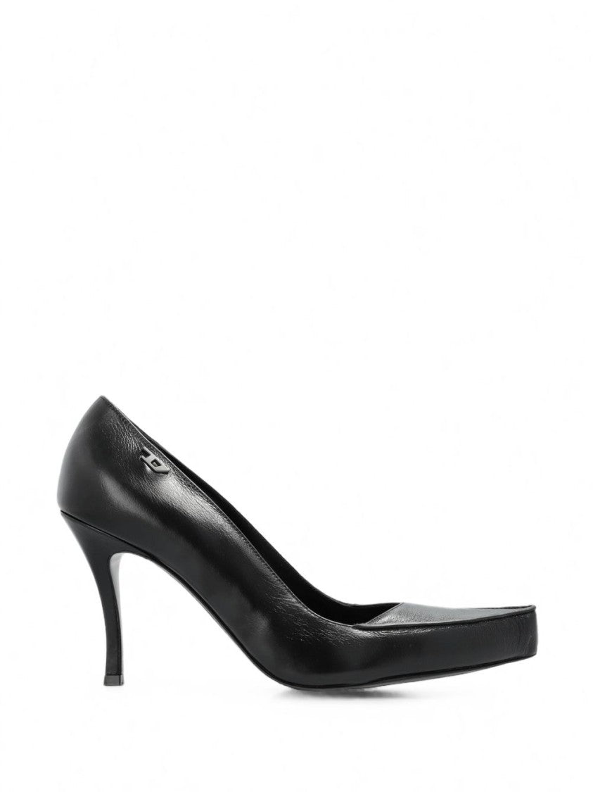 Diesel Black Pointed-Toe Stiletto Silk-Nylon Blend Pumps