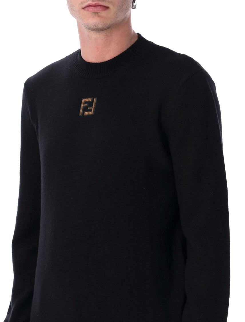 Fendi Black Wool Knit Ff Pullover