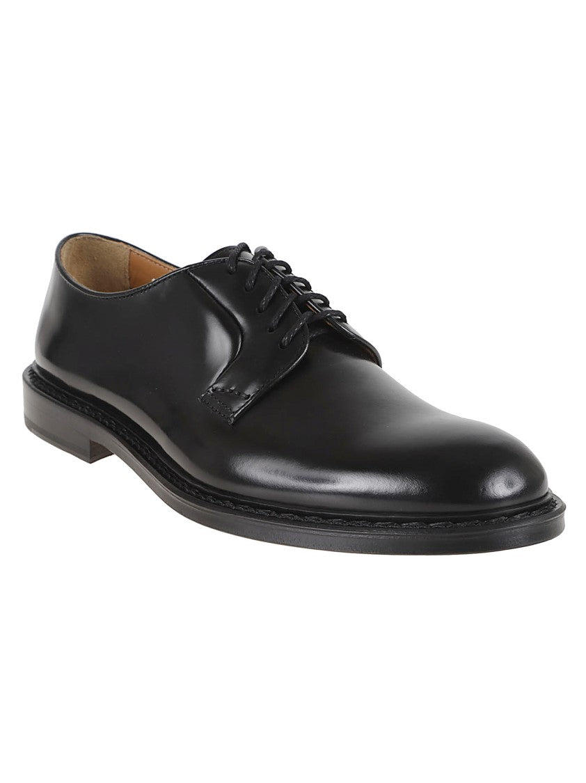 Doucal's Refined Black Leather Lace-Up Shoes