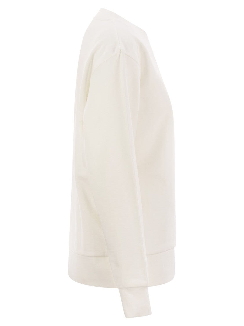 Moncler Cotton Jersey Sweatshirt With Crystal-Embellished Logo