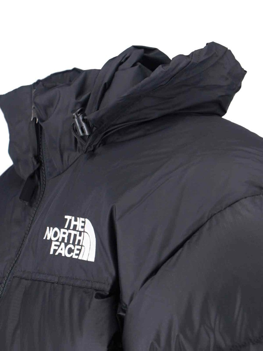 The North Face Quilted Black Down Jacket With High Collar And Detachable Hood