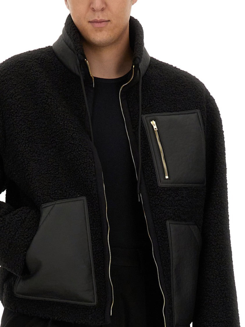 Moschino Textured Black Jacket With Zip Closure