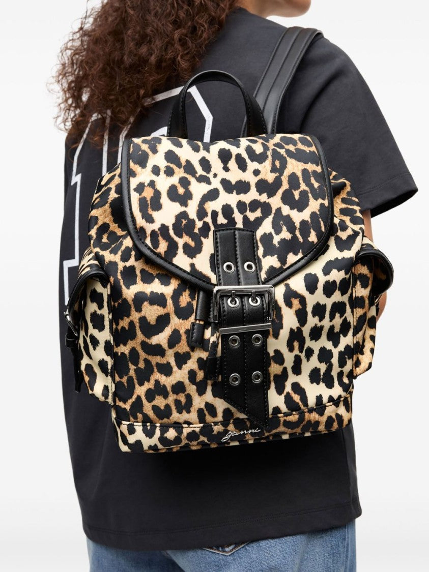 Ganni Multicolour Leopard Print Bucket Bag