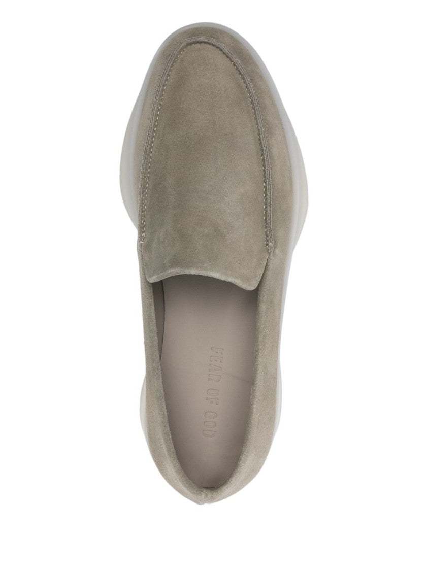 Fear Of God Sage Green Suede Loafers With Rubber Sole