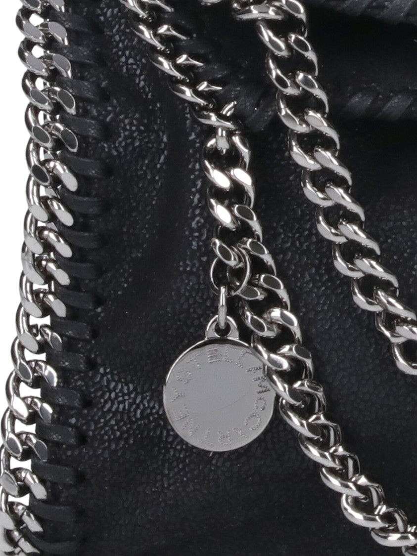 Stella Mccartney Textured Black Silver Chain Fabric Tote Bag