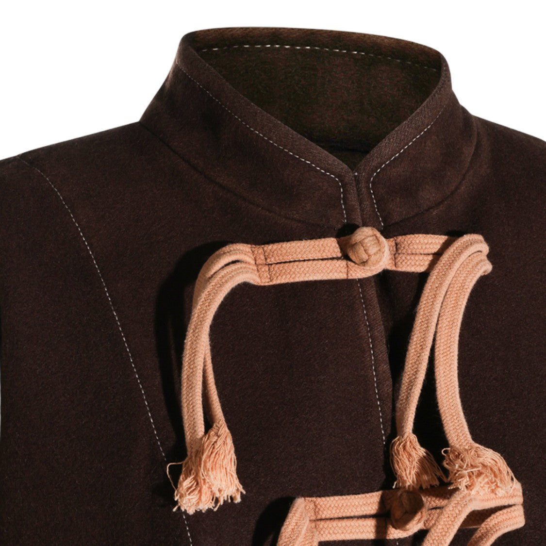 Uma Wang Brown Stand-Collared Rope-Closure Casual Jacket