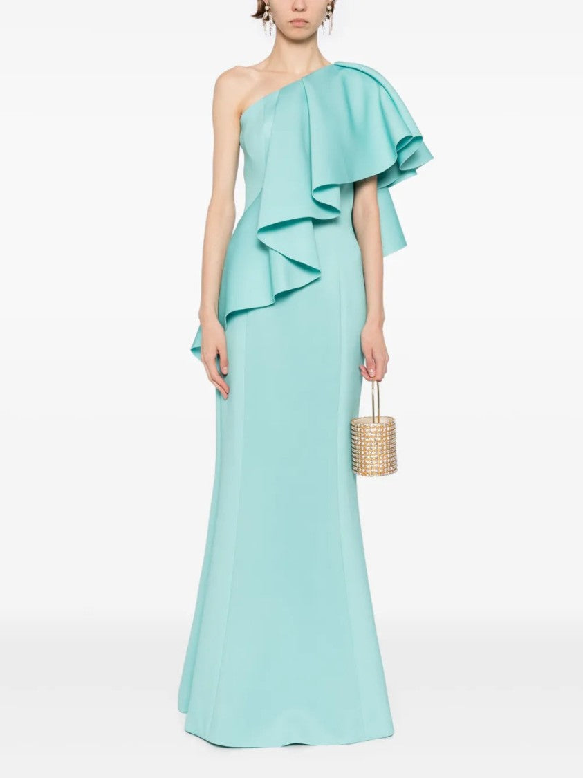 Saiid Kobeisy Ruffled Scuba Long Dress