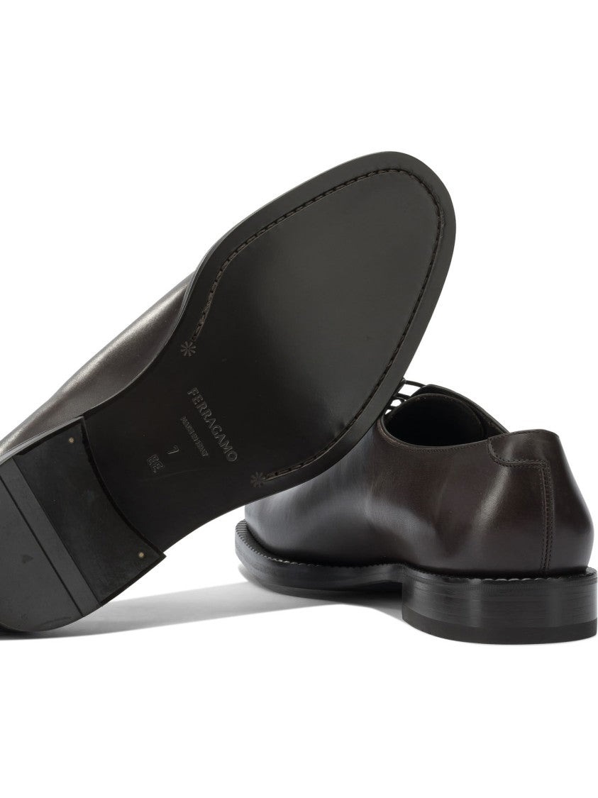 Ferragamo Brown Leather Lace-Up Shoes