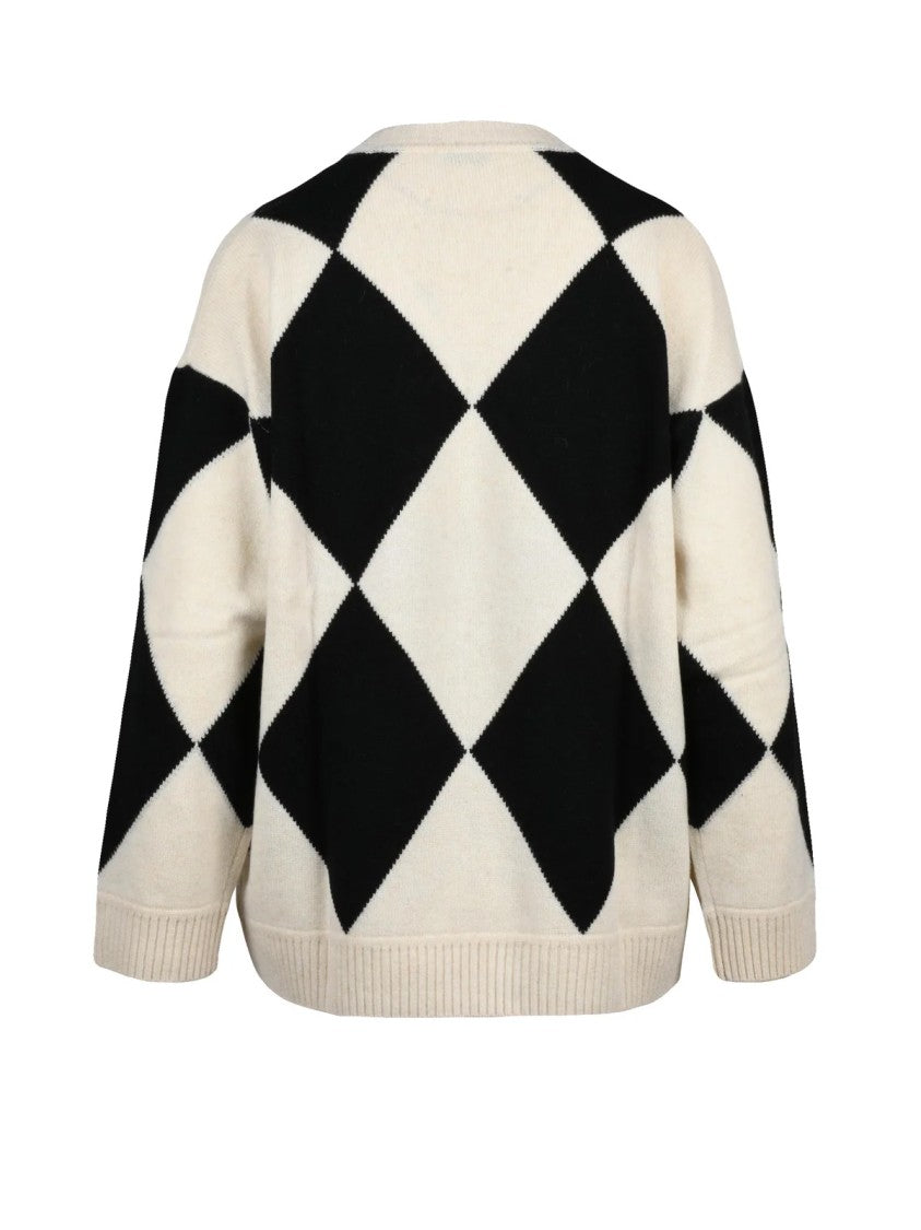 Ballantyne V-Neck Wool Pullover With Bold Argyle Pattern