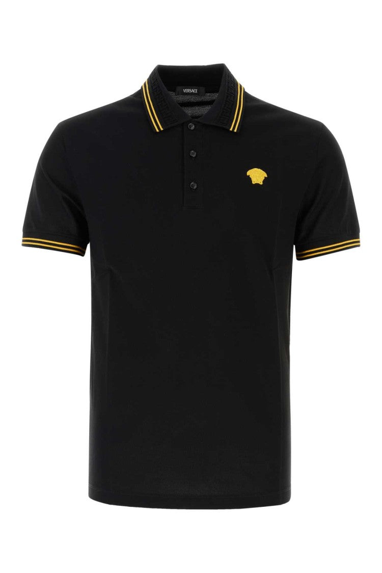 Versace Black Piquet Polo Shirt