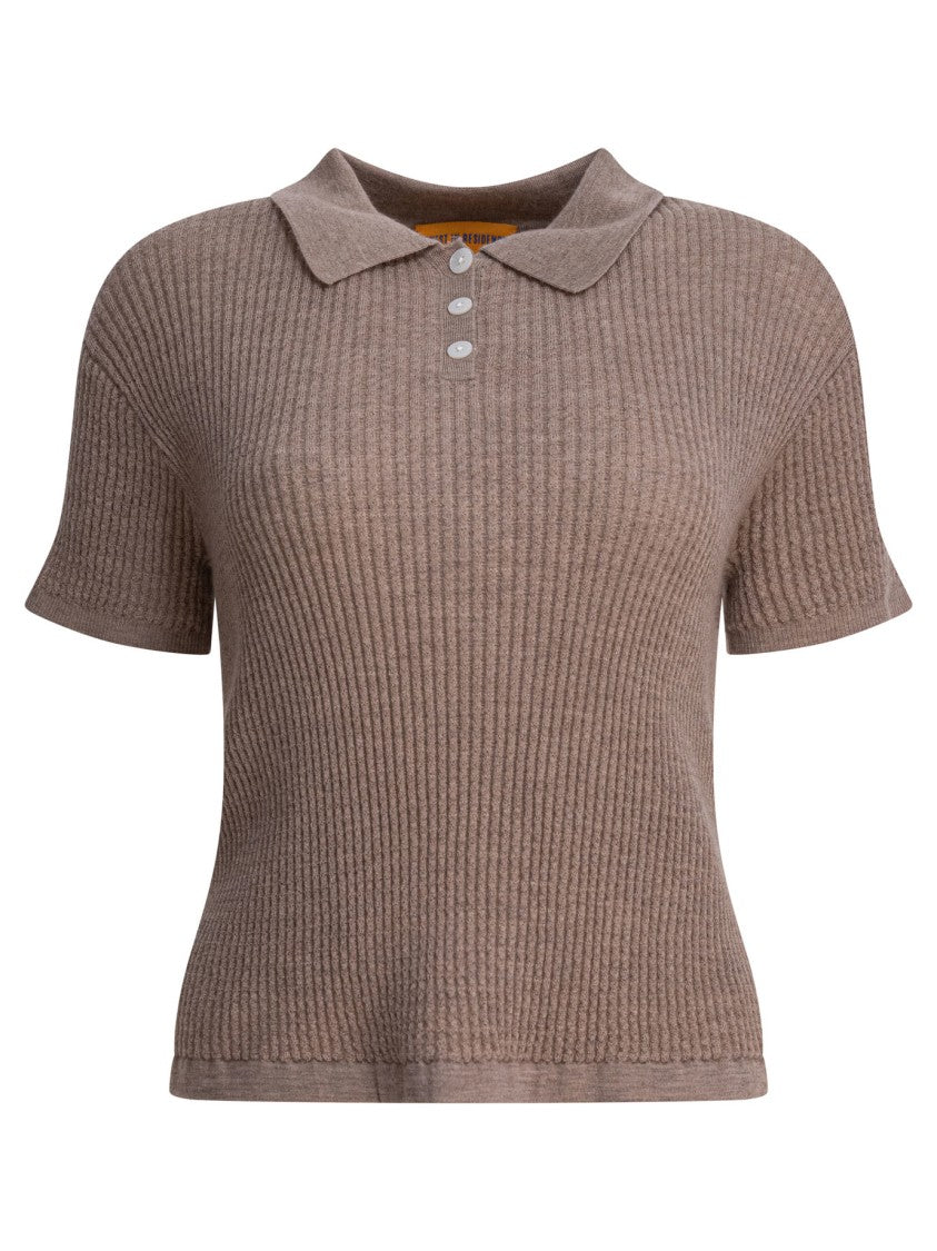 Guest In Residence Ribbed Cashmere Polo Shirt With Classic Collar