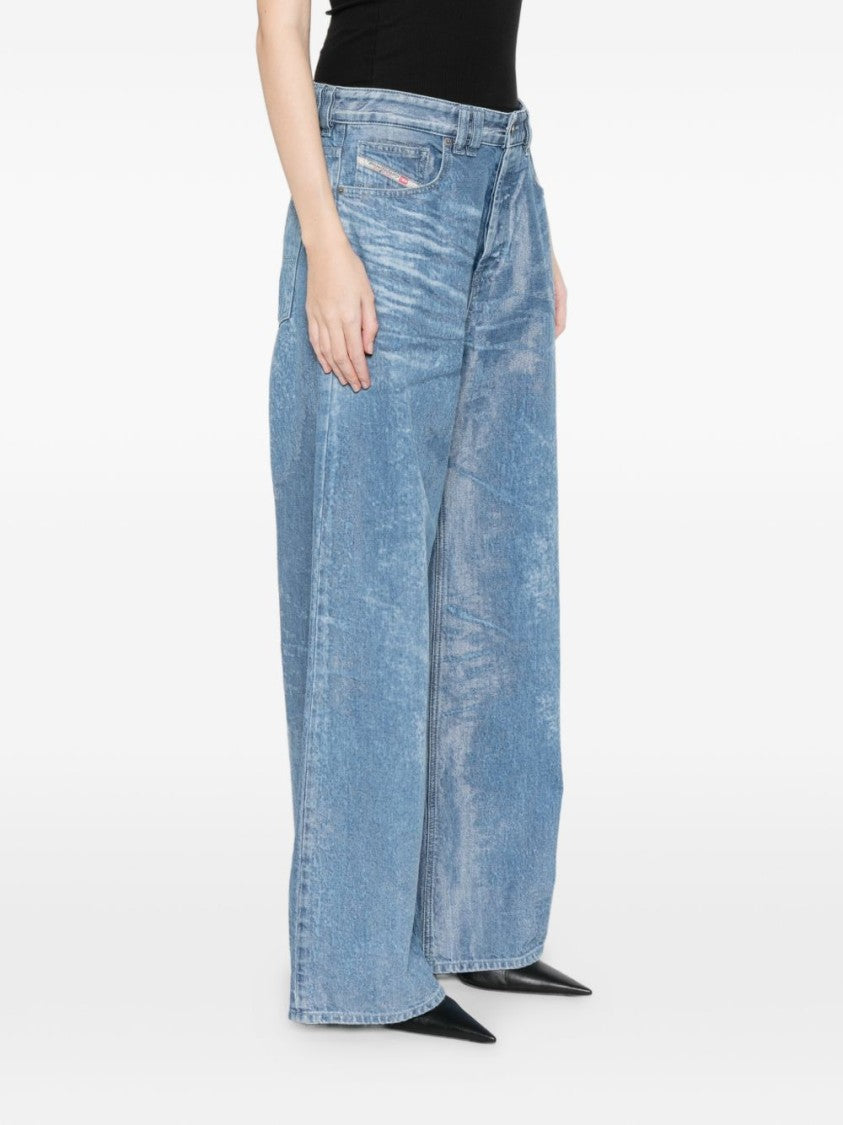 Diesel Denim Blue Silk And Nylon Jeans