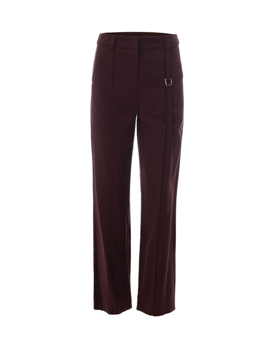 Patrizia Pepe Twill Viscose Straight-Leg Trousers With Decorative Strap