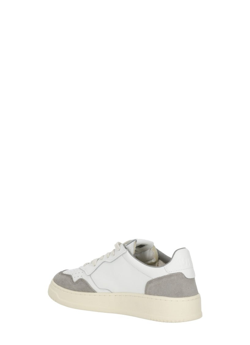Autry White Grey Suede Logo Details Low-Top Sneakers