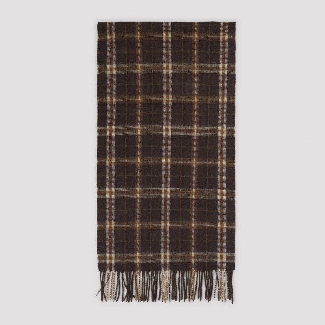 Celine Checkered Brown Cashmere Scarf