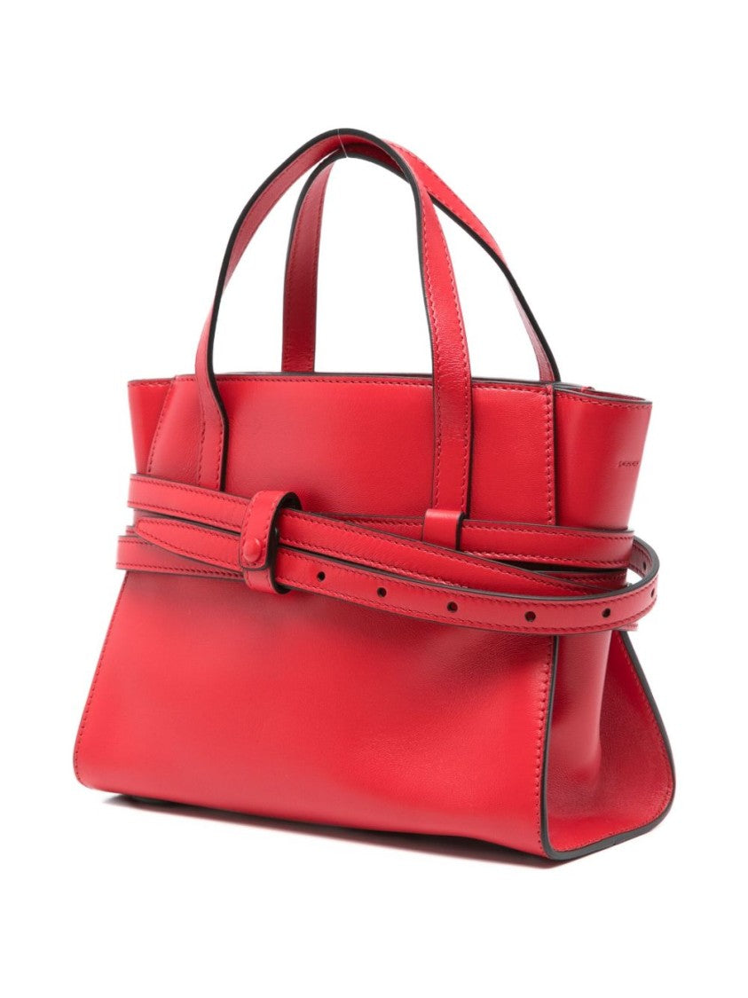 Moschino Structured Red Calf Leather Handbag