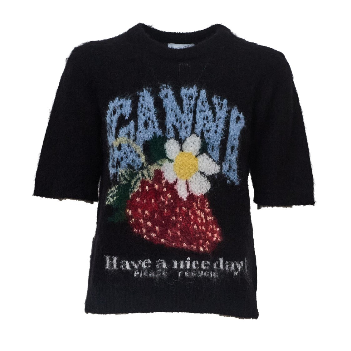 Ganni Fine Brushed Alpaca Short-Sleeve T-Shirt