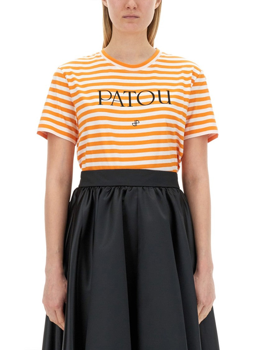 Patou Logo-Emblazoned Cotton T-Shirt With Bold Stripes