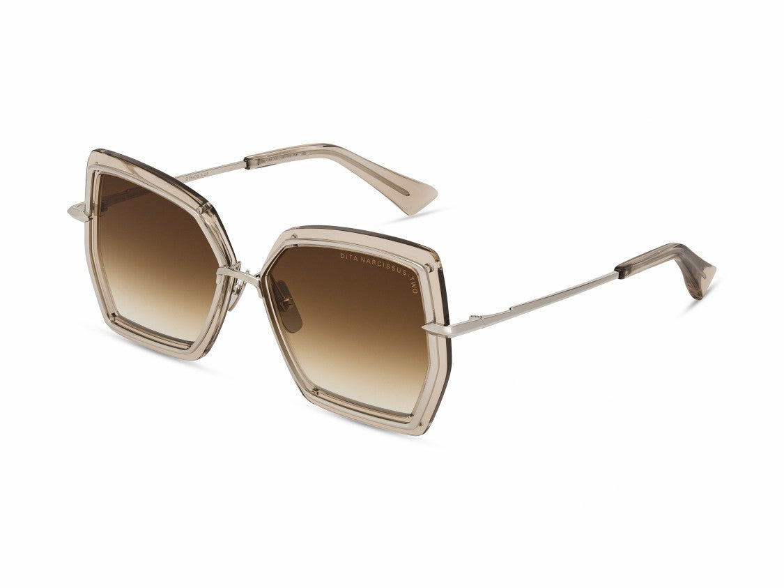 Dita Beige Narcissus-Two Translucent Geometric Sunglasses