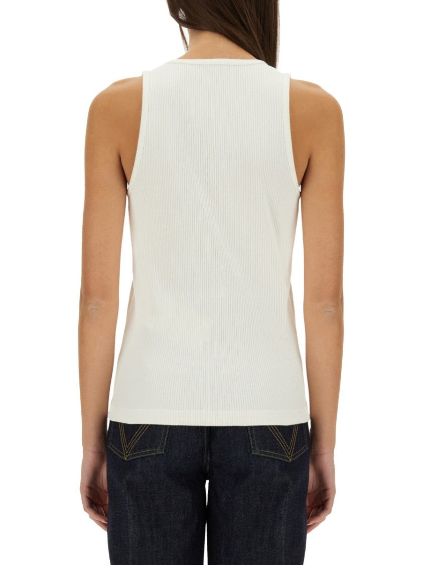 Bottega Veneta Ribbed Texture Cotton Jersey Top With Subtle Detailing
