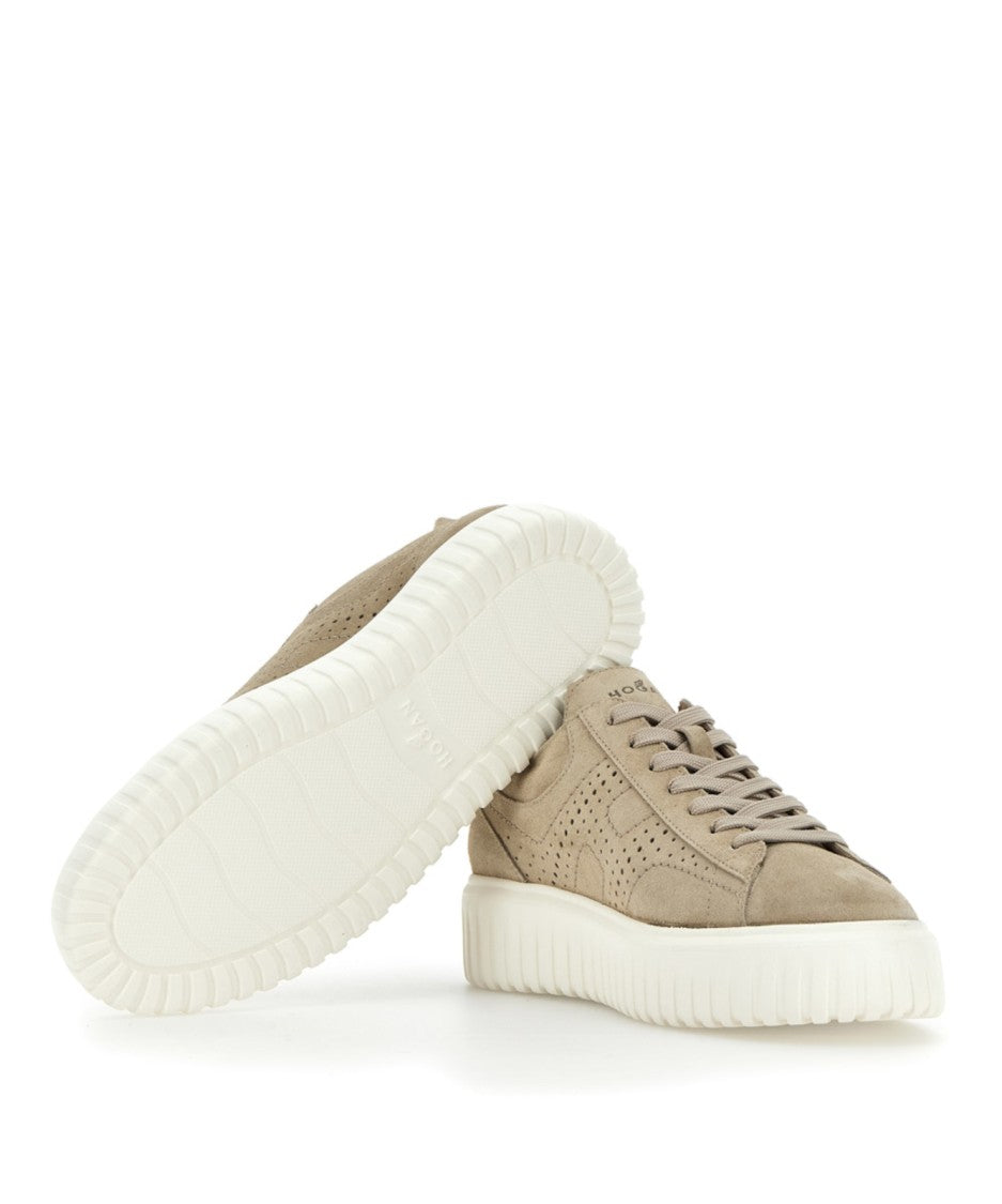 Hogan Low-Top Suede Sneakers With Perforated Detailing
