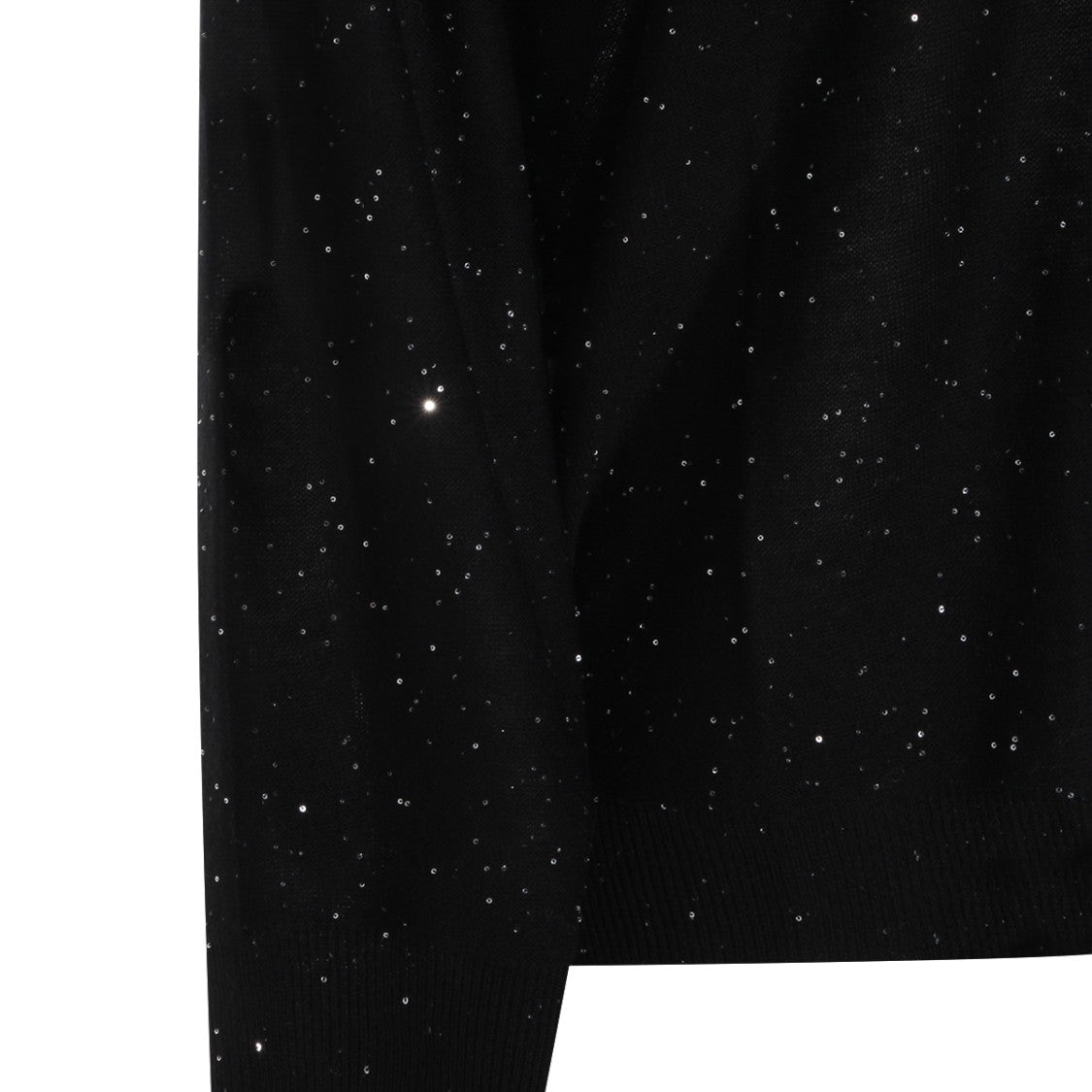 Fabiana Filippi Black Wool Knit Sweater With V-Neckline And Textured Finish