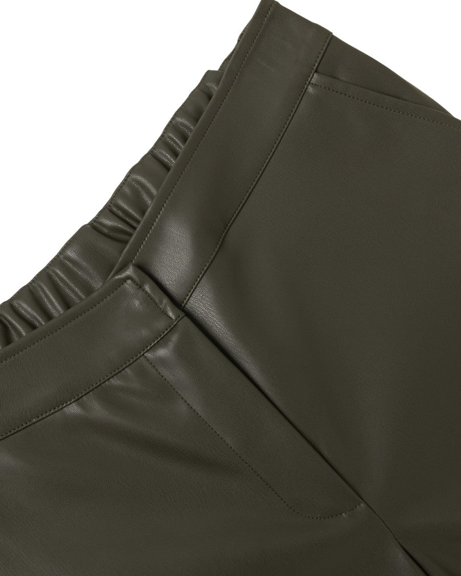 Alpha Studio High-Waisted Straight-Leg Faux Leather Pants With Glossy Finish
