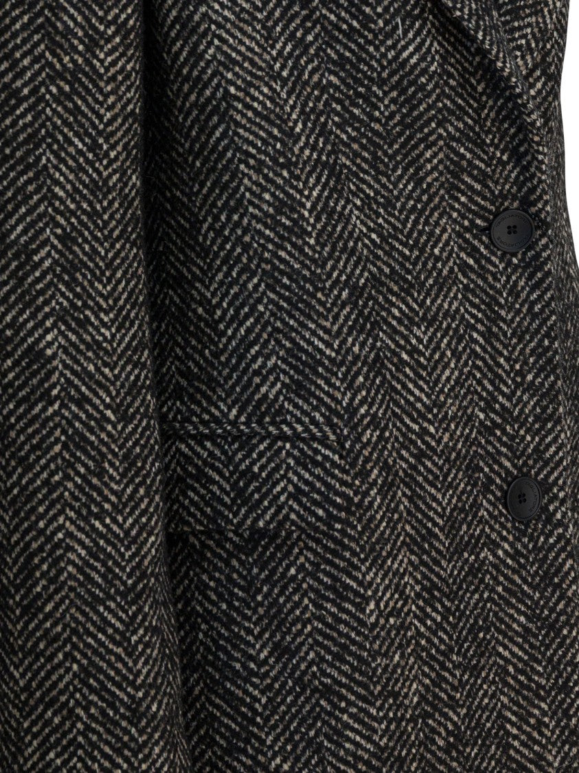 Tagliatore Tailored Herringbone Coat With Structured Silhouette
