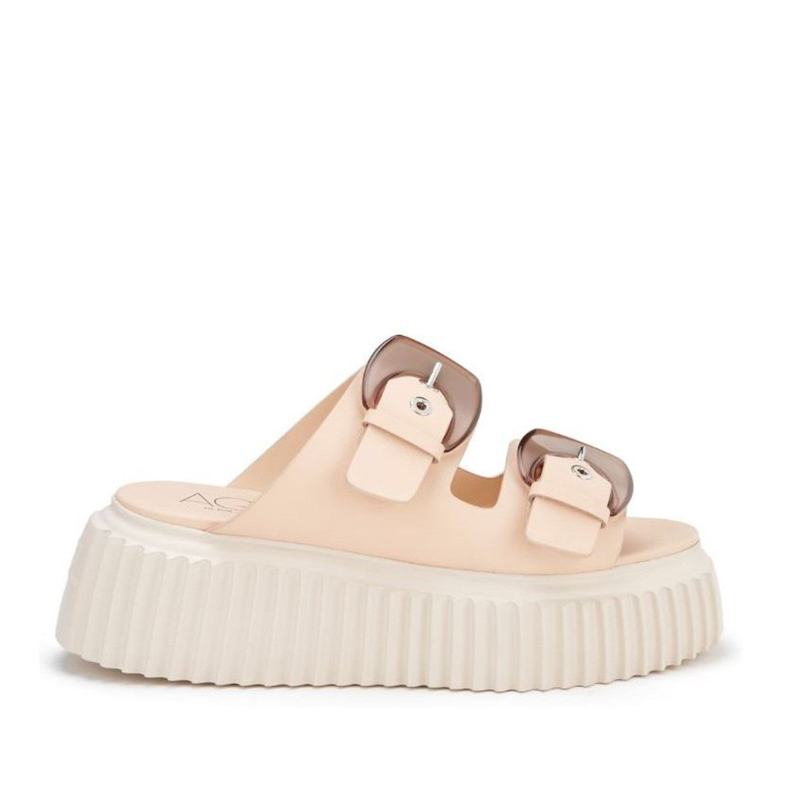 Agl Beige Agatha Leather Translucent Buckle Slippers