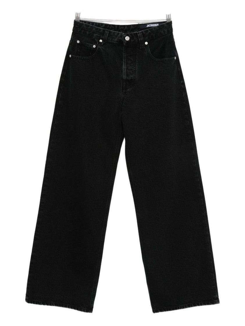 Jacquemus Wide-Leg High-Waist Denim Jeans With Tonal Stitching
