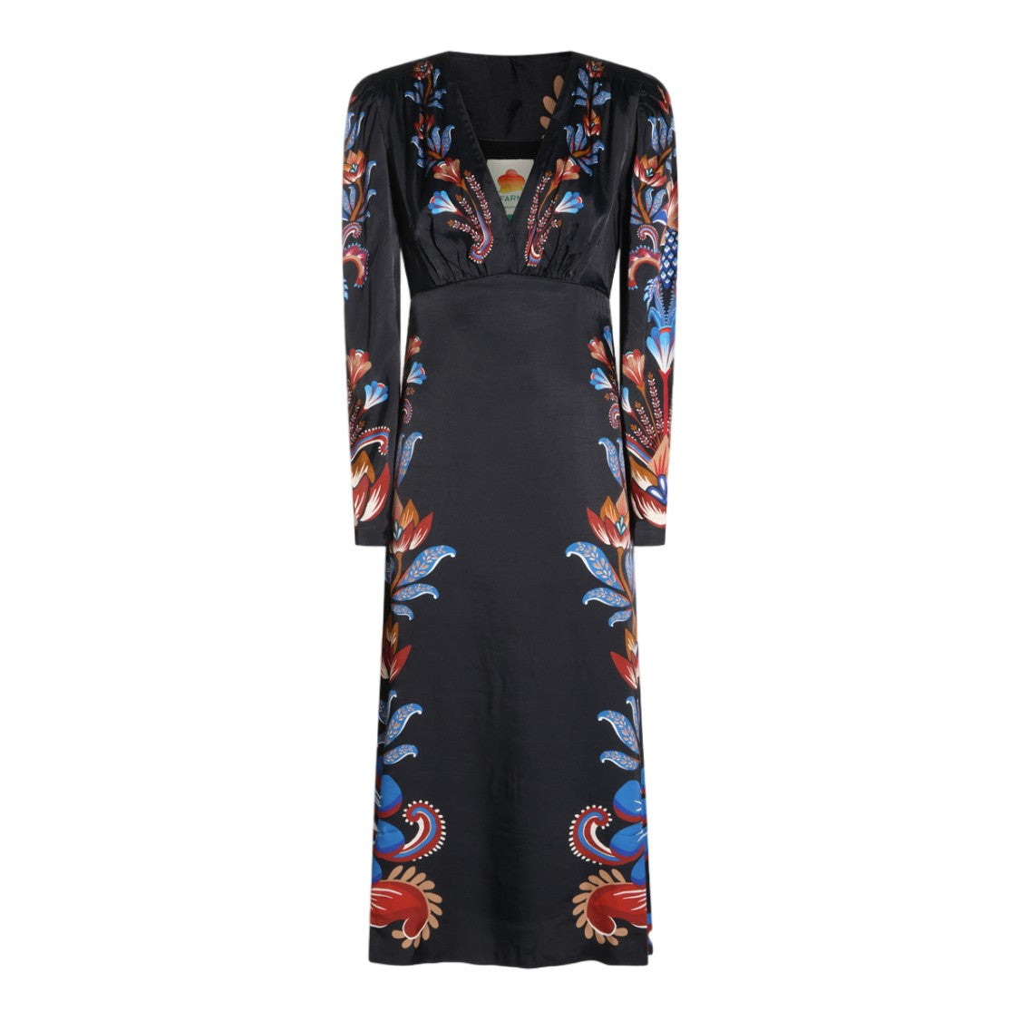 Farm Rio Floral V-Neck Tie-Back Midi Dress