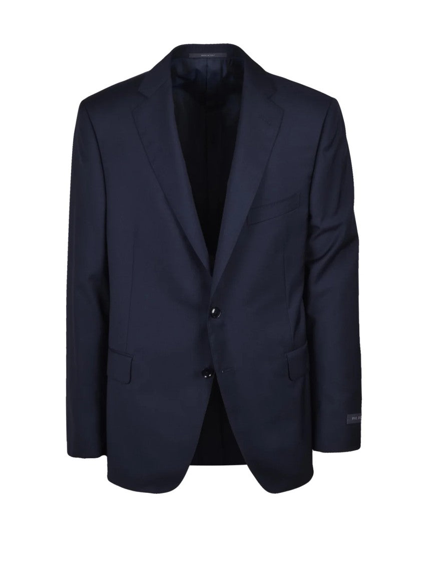 Pal Zileri Navy Blue Wool Men Rounded Jacket