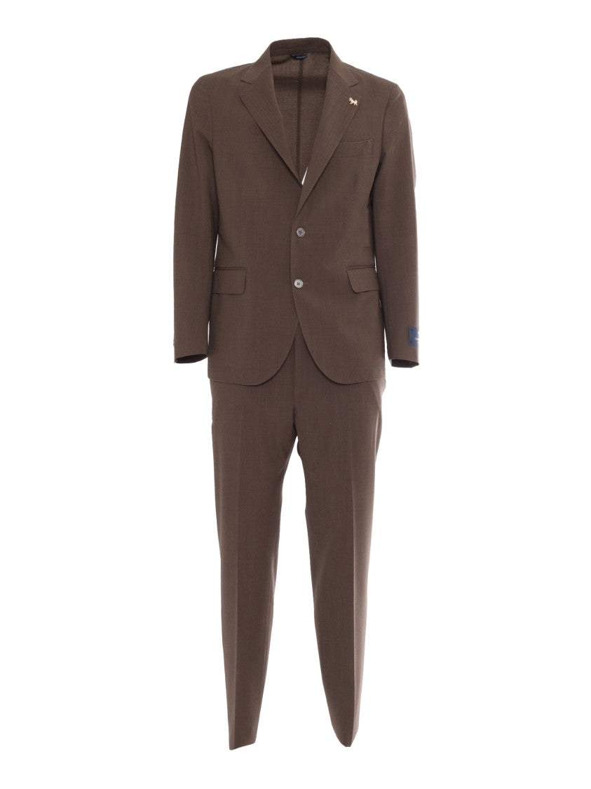 Tombolini Tailored Suit With Notch Lapel And Decorative Pin
