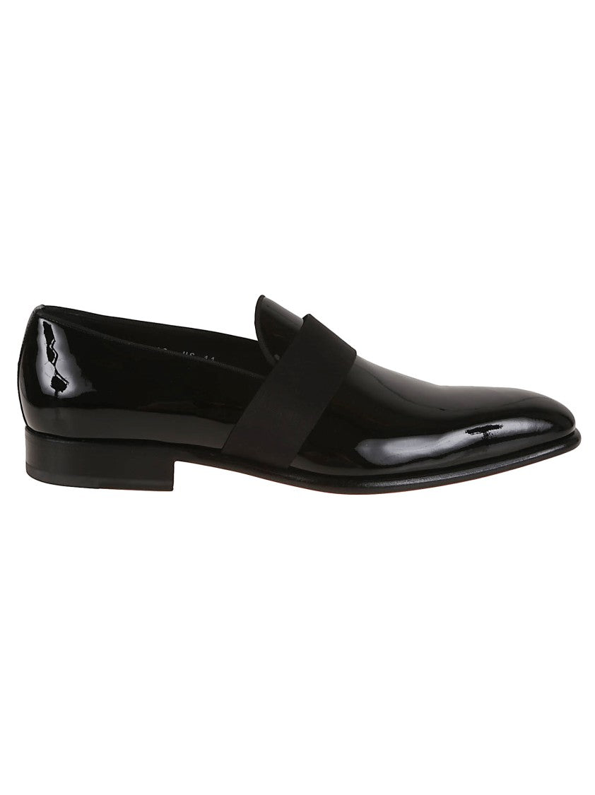 Santoni Polished Leather Loafers With Design