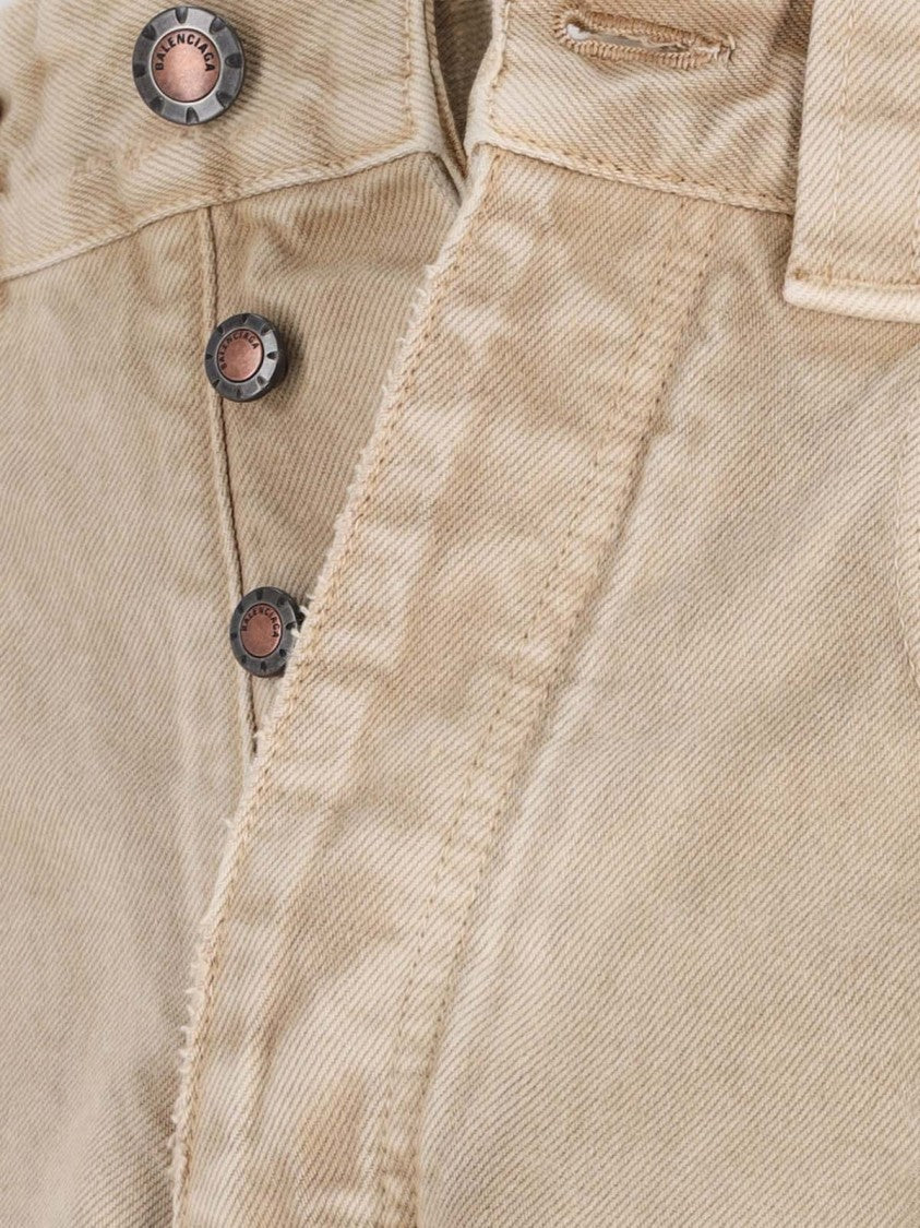 Balenciaga Distressed Beige Baggy Jeans With Cargo Pockets