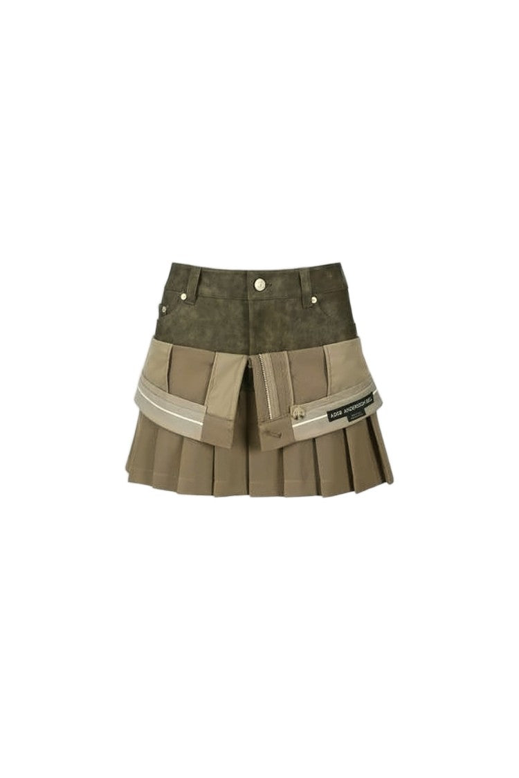 Andersson Bell Layered Pleated Mini Skirt With Suede-Like Texture