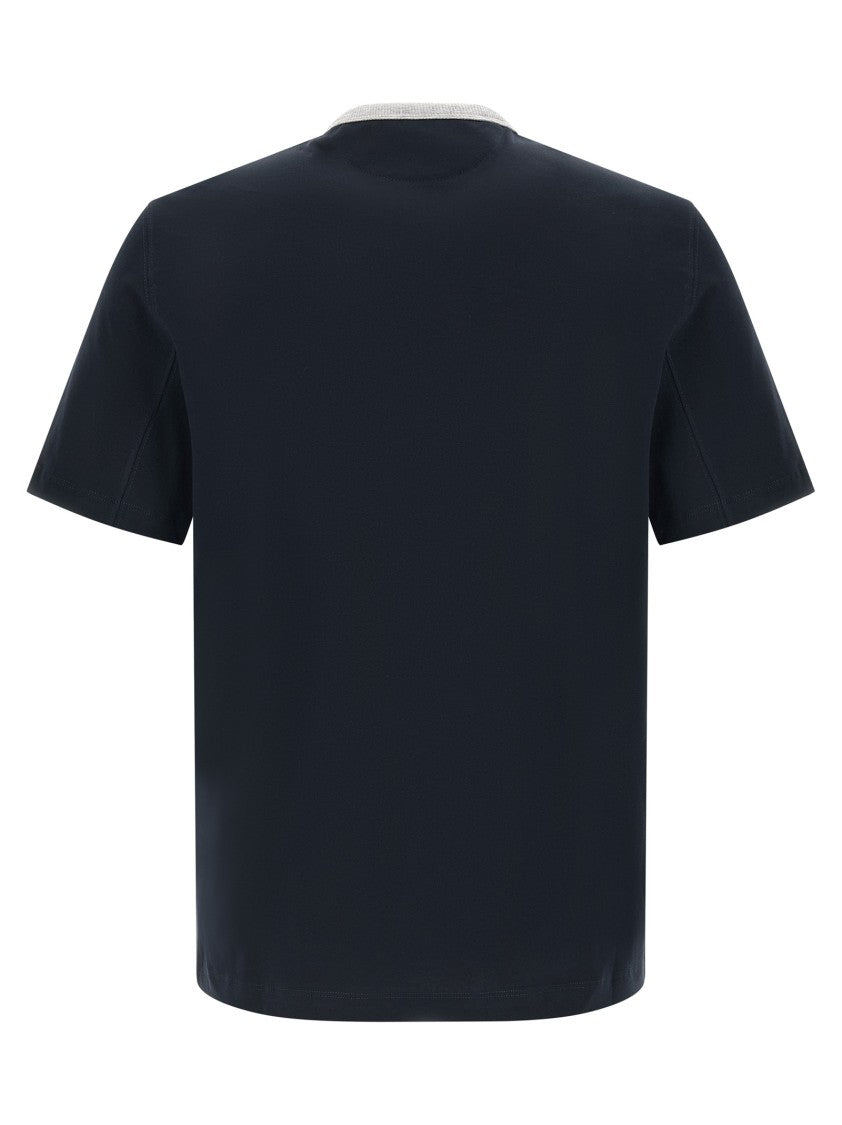 Brunello Cucinelli Cotton Jersey T-Shirt With Front Print And Side Splits