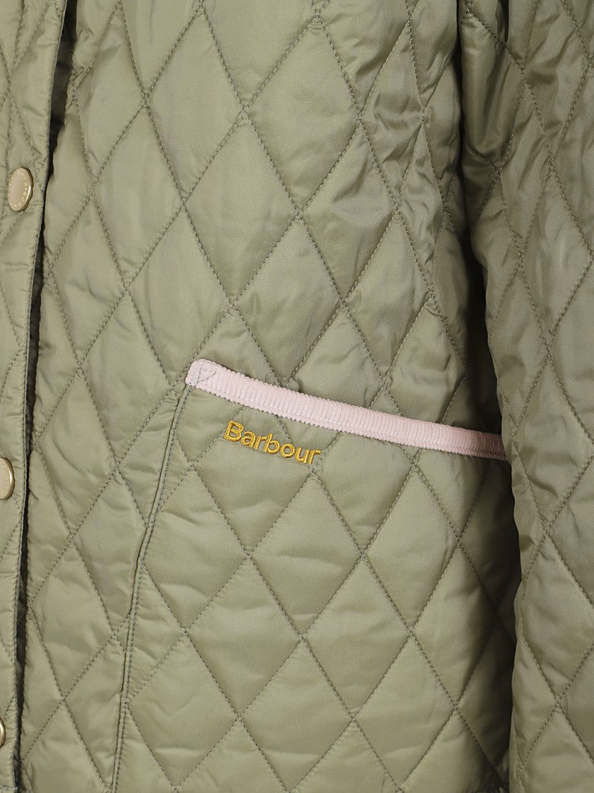 Barbour Diamond-Quilted Cropped Jacket With Corduroy Accents