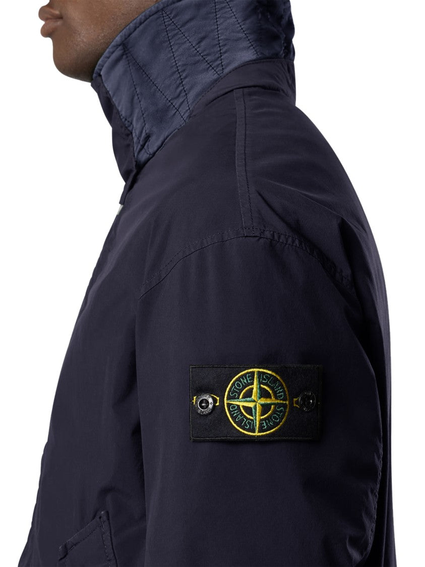Stone Island Boxy Blue Jacket With Stand Collar
