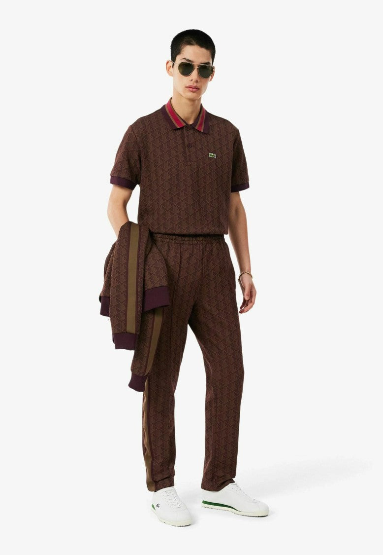 Lacoste Short-Sleeved Geometric Striped Polo Shirt