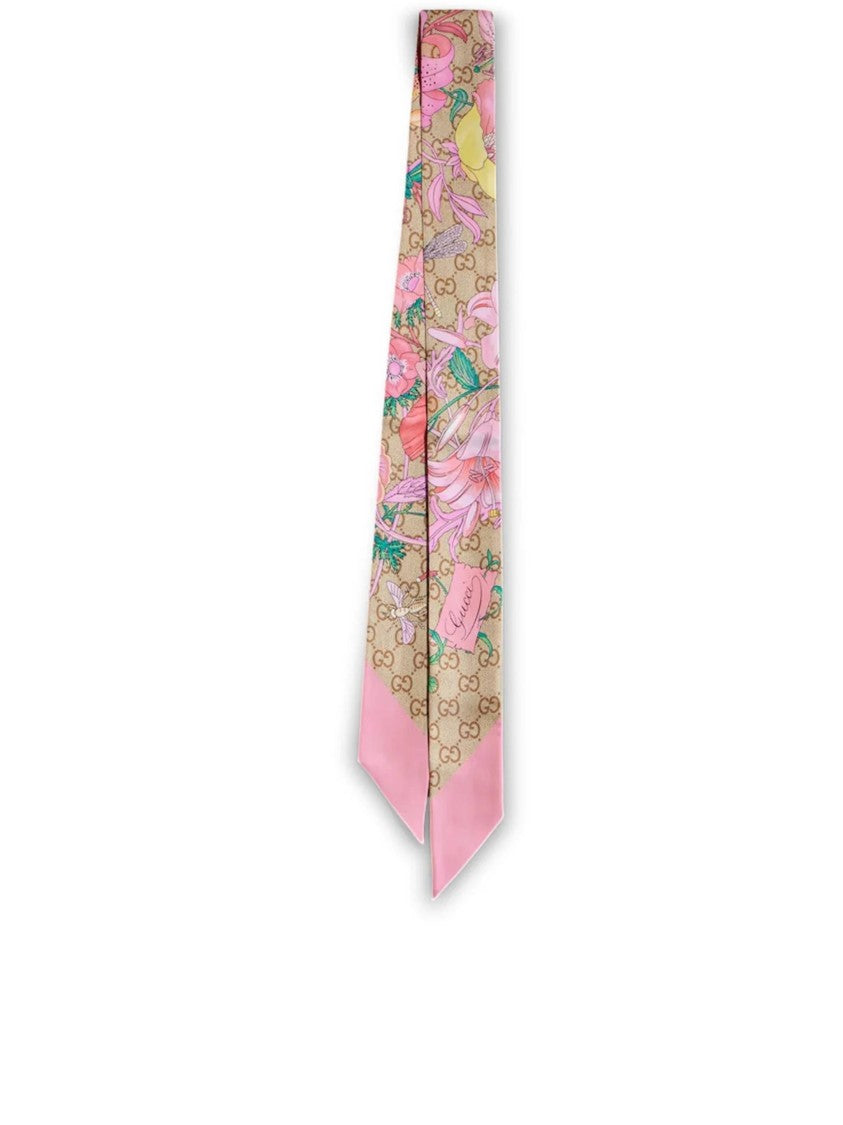 Gucci Beige Light Flora Twill Scarf