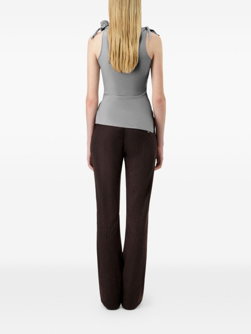 Coperni Grey Asymmetrical Cut Out Flower Top
