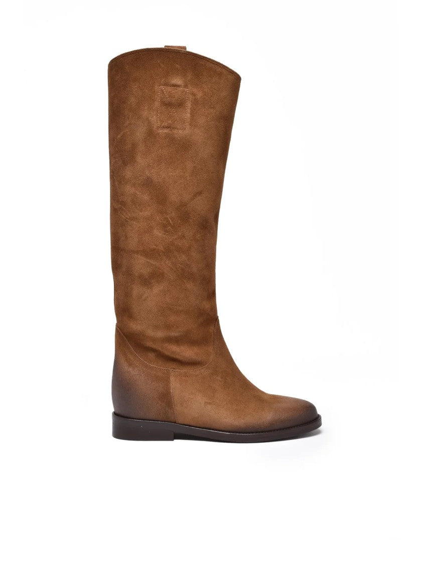 Gisel Moire Brown Suede Yasmin Boots