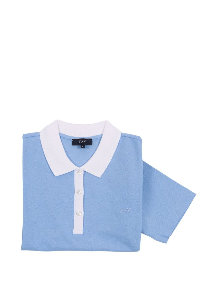 Fay Short-Sleeved Polo Shirt With Contrasting Collar And Embroidered Logo